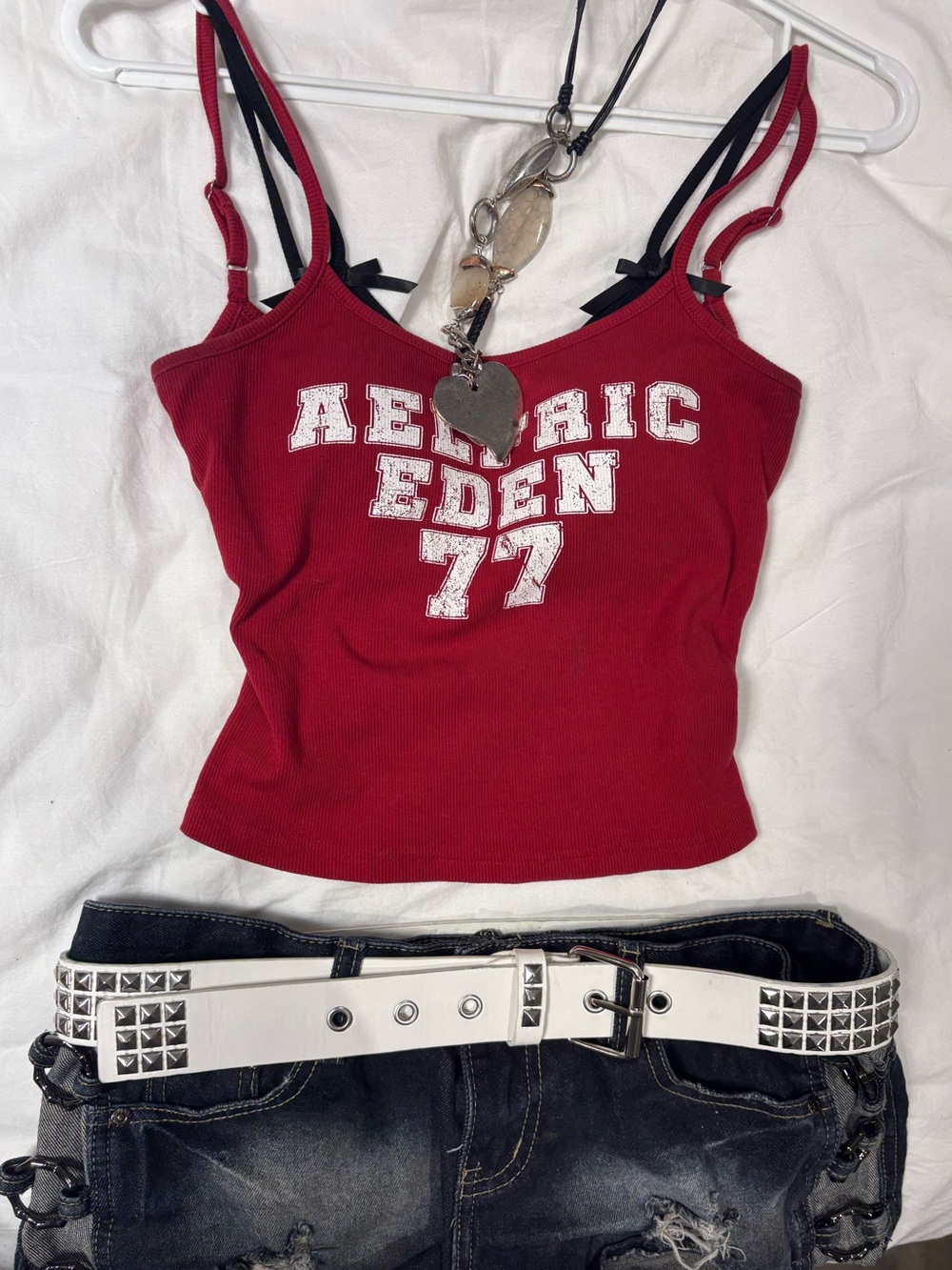 red aelfric eden tanktop with built in layered bra (padded)